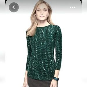 Talbots Pure Cashmere Teal Feather Sweater